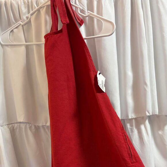 ABERCROMBIE&FITCH Denim Halter Large Game Day Flowy Women's Red Mini Dress - Picture 1 of 2